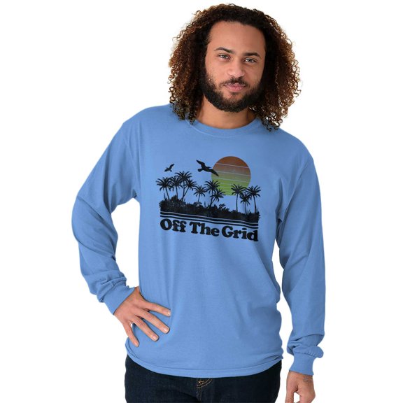 Off Grid Tropical Paradise Vacation Long Sleeve TShirt Men Women Brisco Brands 2X
