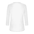 thumbnail image 6 of BXINGOHAI Women's 3/4 Sleeve Boat Neck T Shirts Slim Fit Tight Basics Top Casual Comfy Tops White L, 6 of 6