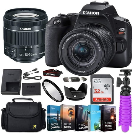 Image of Canon EOS Rebel SL3 DSLR Camera Bundle with Canon EF-S 18-55mm STM Lens + 32GB Sandisk Memory + Spider Tripod + 5 Photo Editing Software + Accessory Bundle