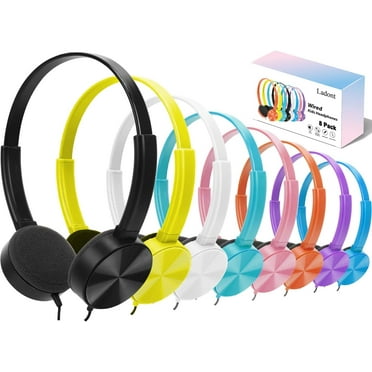 TRAHOO-8 Pack Kids Headphones Bulk for Classroom School Students, Durable Wholesale Class Set Headphones for Kids Children Toddler Teen Boys Girls (8 Mixed Colors)