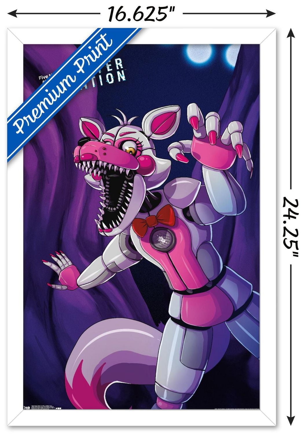 Five Nights at Freddy's: Sister Location - Funtime Foxy Wall Poster, 14.725" x 22.375" Framed