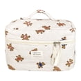 thumbnail image 1 of Set de neceseres acolchados con flores para mujer, neceser de viaje, organizador de artículos de aseo, tejido suave, cremallera suave, ideal para viajes diarios y como regalo de vacaciones, 1 of 5
