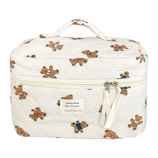 Set de neceseres acolchados con flores para mujer, neceser de viaje, organizador de artículos de aseo, tejido suave, cremallera suave, ideal para viajes diarios y como regalo de vacaciones