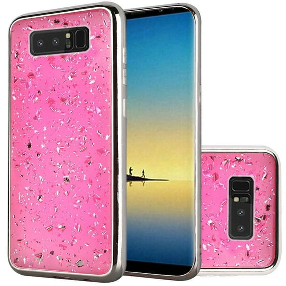 GSA Frozen Glitter Hybrid Case For Samsung Galaxy Note 8 - Pink/Silver