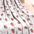 thumbnail image 3 of Red Strawberry Plants Fruit Dot White Pattern Blanket,Comfortable Soft Lamb Wool Throw Blanket,All Season,Warm Lightweight Blankets for Sofa Bed Couch Living Room Chair,60"x80", 3 of 4