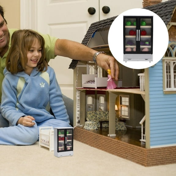 RENACLIPY Mini Fridge Dollhouse Furniture Collection, Multi-Use Miniature Refrigerator for Dollhouse Accessories Set