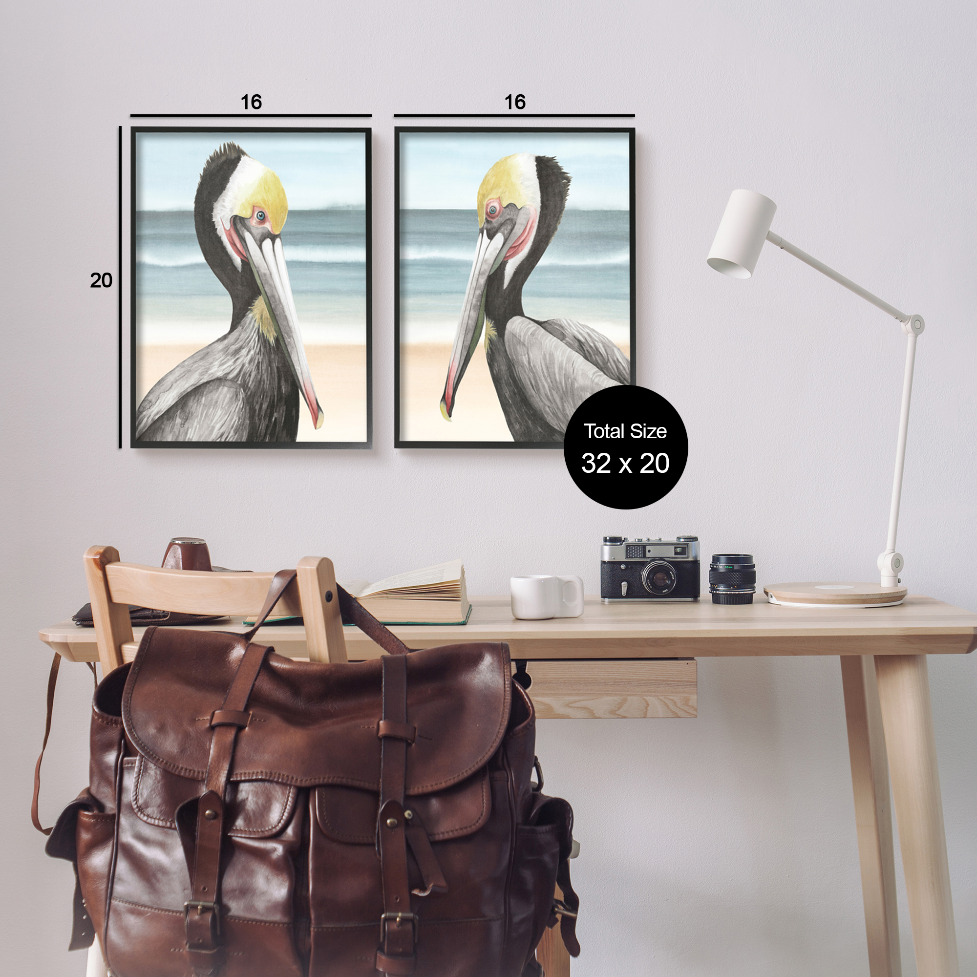 Stupell Industries Pelicans on Beach Animals & Insects Painting Black Framed Art Print Wall Art, 16 x 20