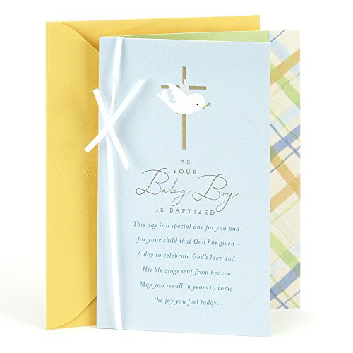 Dayspring Baptism Card for Baby Boys Dove Cross 