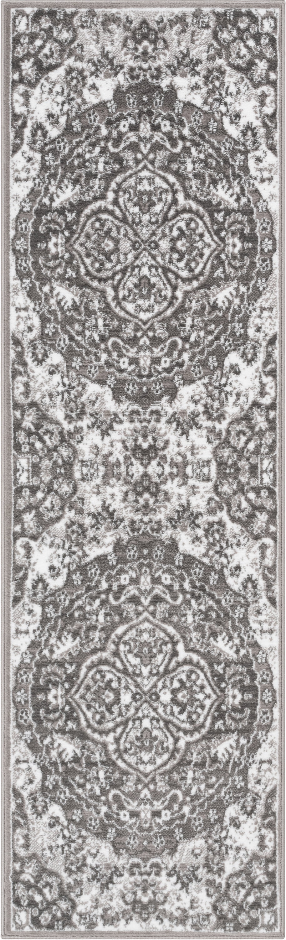 Well Woven Granda Grey Traditional Oriental Medallion Floral Runner Rug 2x7 (2'3" x 7'3")