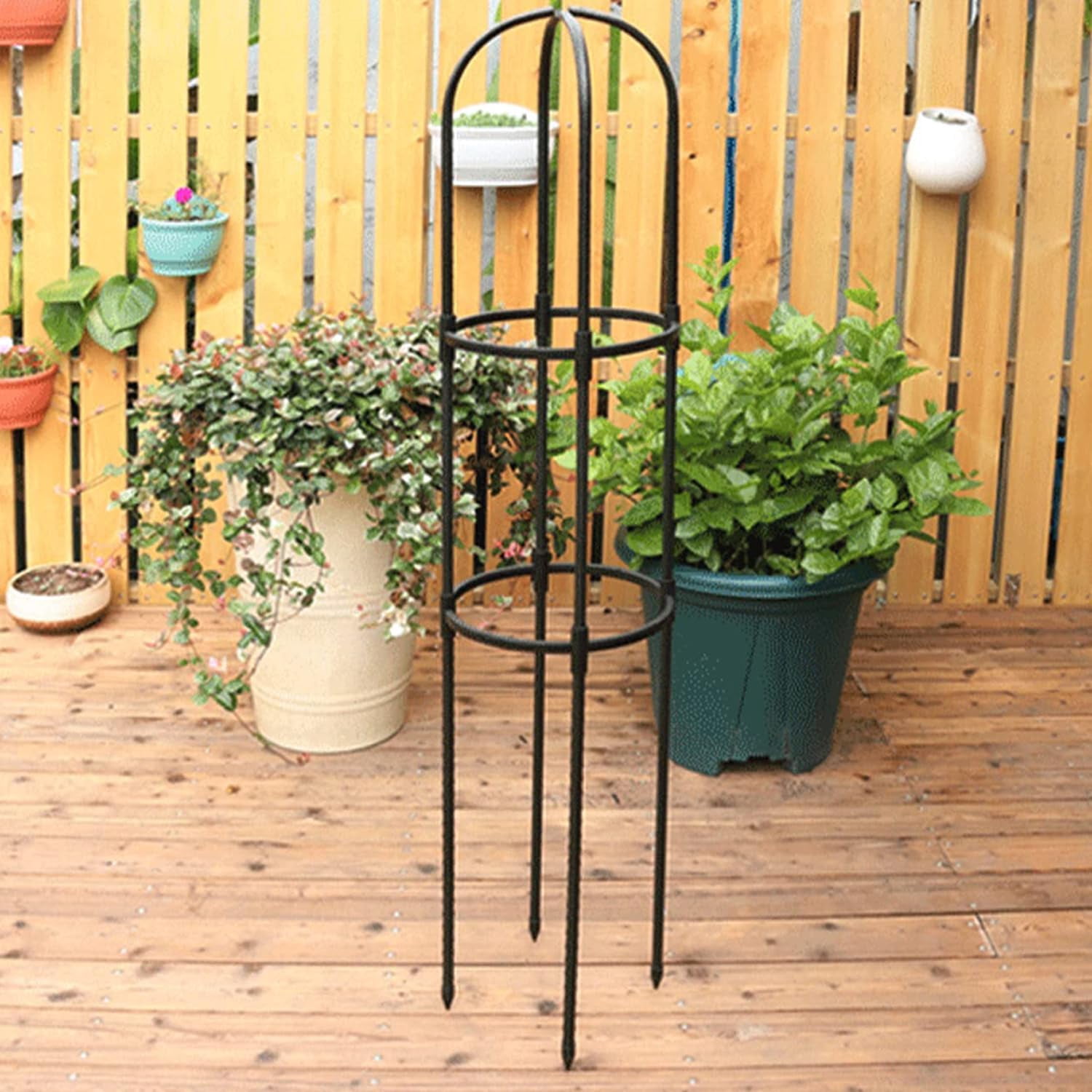 Garden Trellis,Garden Arch Trellis,Trellis for Potted Plants,Garden Accessory for Vines, Roses, and Vegetables,Fit for Greenhouse Cultivation, Patio Decorations,Plant Trellis(Black, 3 ft Tall)
