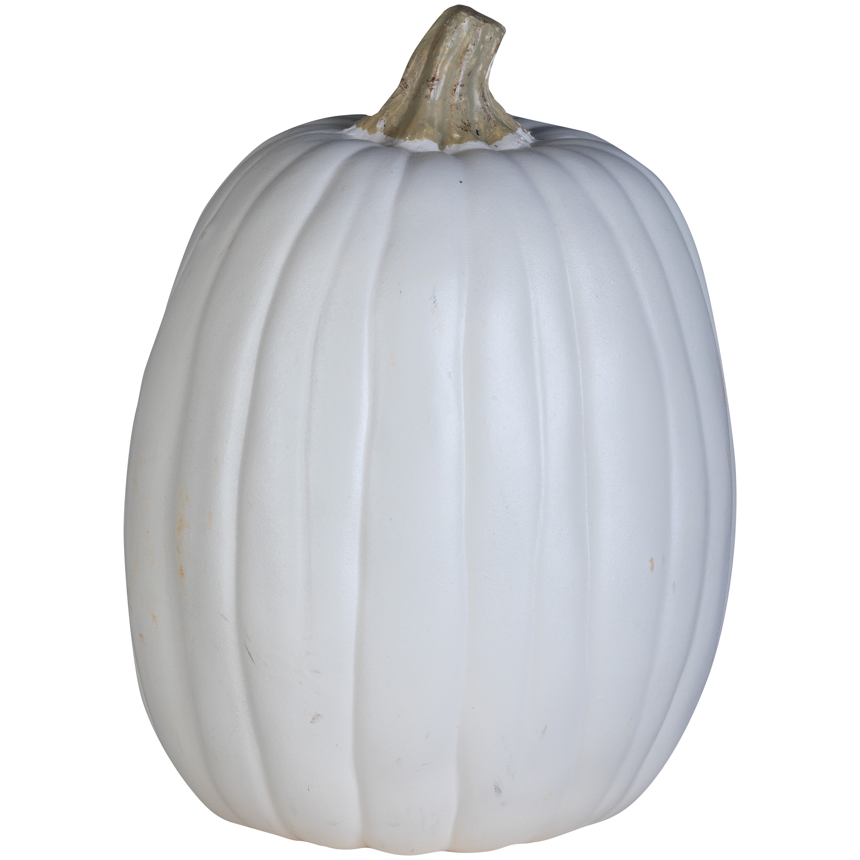 13-Inch-Tall Molded Cream White Craft Pumpkin with Natural Gold Stem for Outdoor Fall Decor
