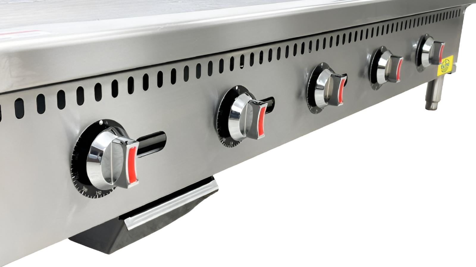 60 in. Commercial Five Burner Thermostat Stainless Steel Griddle 150,000BTU Countertop Flat Top Grill Natural Gas
