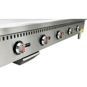 60 in. Commercial Five Burner Thermostat Stainless Steel Griddle 150,000BTU Countertop Flat Top Grill Natural Gas