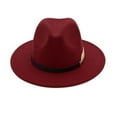 thumbnail image 6 of Prolriy Fedora Hats for Women, Women's Wide Brim Fedora Panama Hat with Metal Belt Buckle Coloured Vintage Womens Hats Wine, 6 of 9