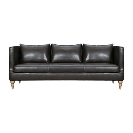 Modern Leather Sofa 85 InchComfortable Living Room Couch - Dark Brown