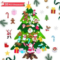 PayUSD DIY Lighted Felt Christmas Tree Set for Toddlers, Kids Door Wall Hanging Xmas Gifts Christmas Decorations, 3.2FT Family 3D Fake Xmas Tree with 30 pcs Detachable Ornaments, A Style
