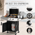 thumbnail image 2 of Gas Grill with Side Burner, Powerful 40,000BTU 3 Burner Propane Grill w/Brush, Stainless Steel Outdoor BBQ Grill Portable for Backyard Patio, Anti-Tilt Design, Universal Wheels, Warming Rack, 2 of 9