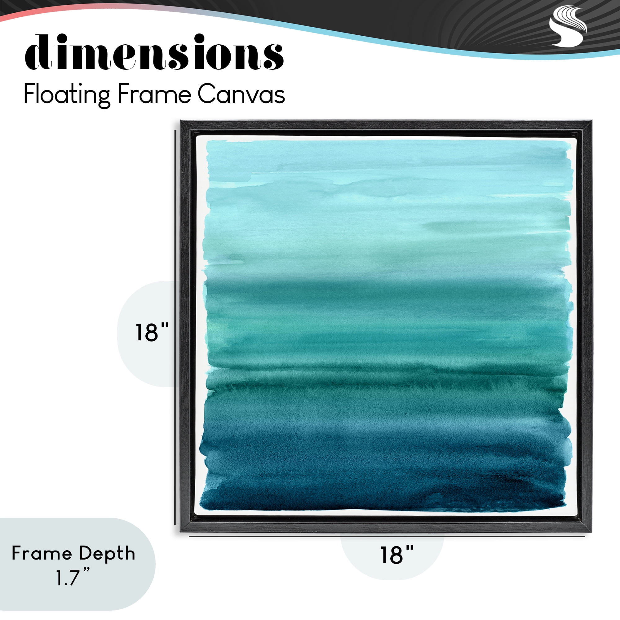 Stupell Industries Aqua Ombre Gradient Black Framed Floater Canvas Wall Art, design by Allie Corbin