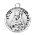 thumbnail image 2 of Sterling Silver St.Augustine Medal Pendant Necklace in 20 Inch Rhodium Plated Stainless Steel Chain -Patron Saint of Painters and Theologians, Deluxe Velvet Gift Box - Made in USA, 2 of 2