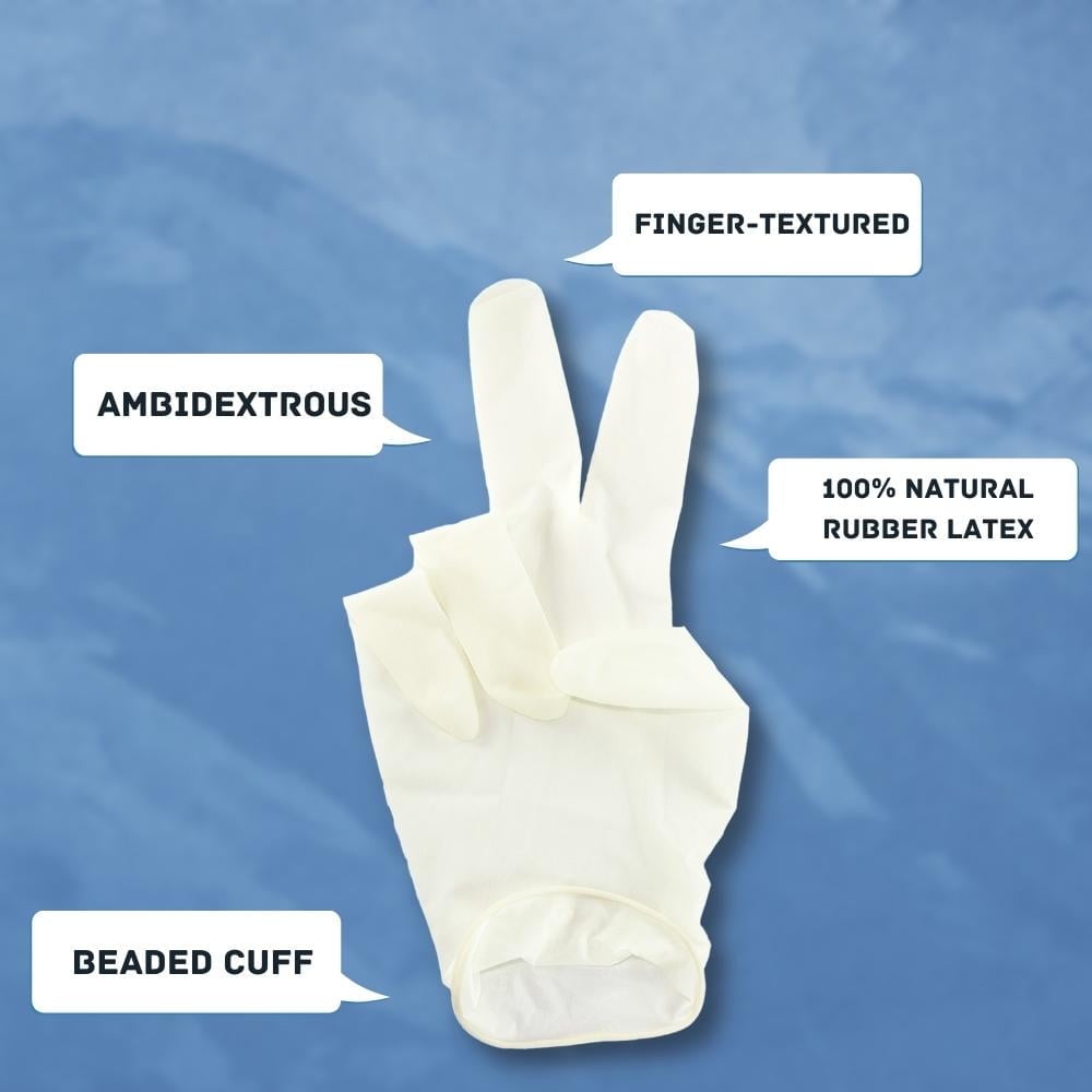 SSBM Natural Rubber Latex Gloves for Examination, 4.5 Mil Thick, Size: XL, 1000 Pcs - Powder Free, Great Comfort, Fit and Elasticity