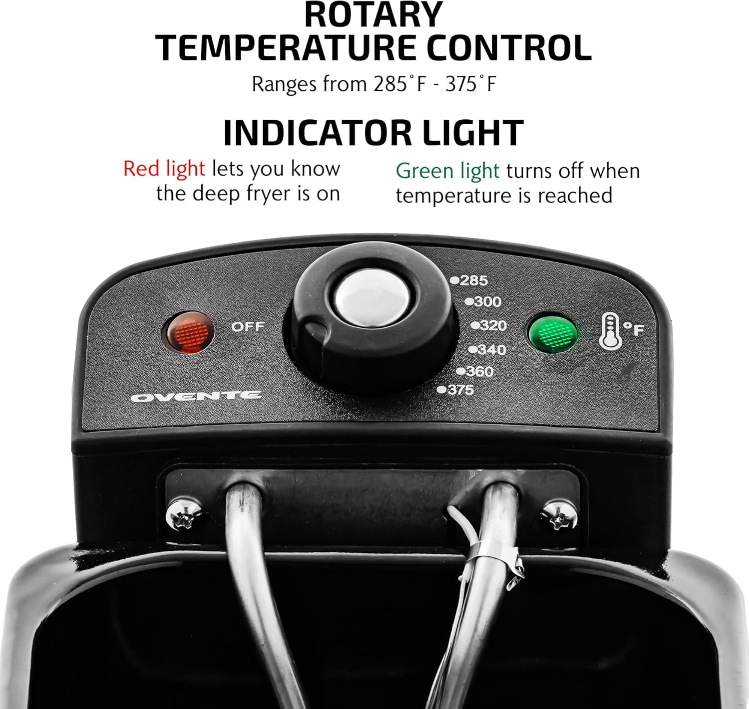 OVENTE Electric Deep Fryer 2L Capacity, Lid with Viewing Window, Adjustable Temperature, Removable Frying Basket & Cool Touch Handle, 1500W Power, Easy to Clean Stainless Steel Body, Copper FDM2201CO