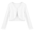 thumbnail image 6 of Girl Cute Cardigan New Kids Girls Cardigan Open Front Casual Long Sleeve Fashion Tops Age 5-14 Years Style B-11 White 120, 6 of 7