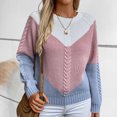 thumbnail image 2 of hotojiny Women Sweaters Cute Long Sleeve Shirts Fall Outfits Loose Fit Crewneck Pullover Fashion Color Block Stretch Tops, 2 of 4