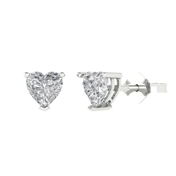 Clara Pucci 1.5Ct Synthetic White Sapphire Heart Cut VVS1 Push Back Stud 18k Solid hypoallergenic Gold Designer Earrings For April