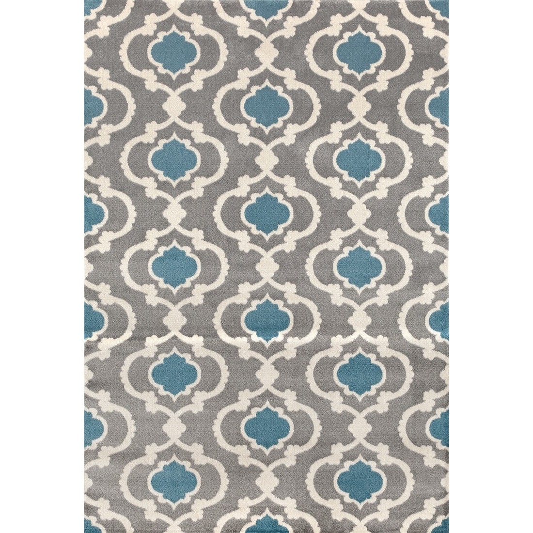Contemporary Moroccan Trellis Grey/Blue Polypropylene Indoor Area Rug