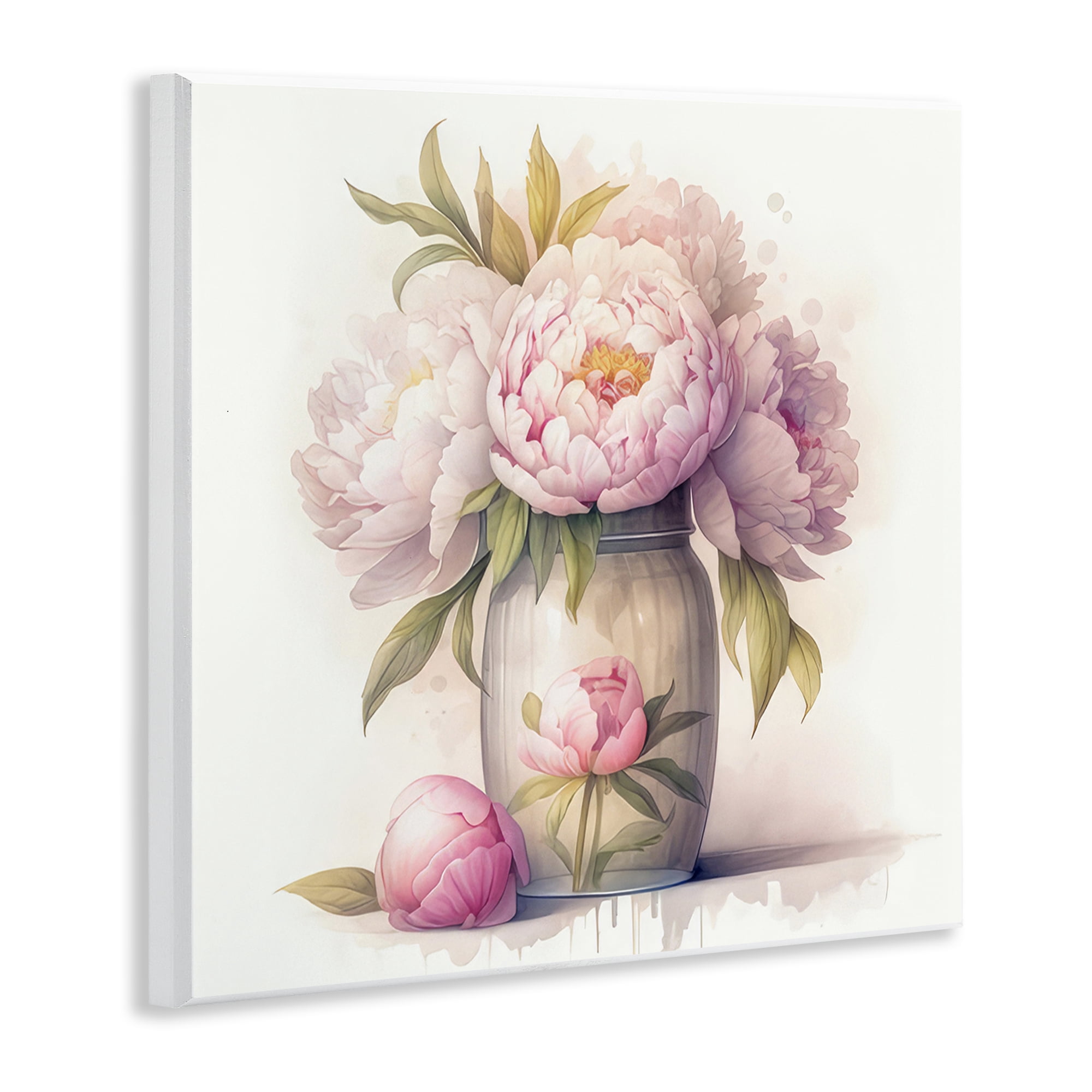 Stupell Industries Soft Pink Peonies Plants & Flowers Painting Unframed Art Print Wall Art, 12 x 12