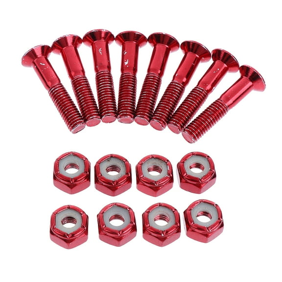 8pcs Replacement Skateboard Truck Hardware Longboard Screws Red