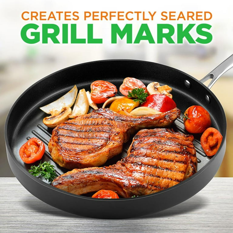 NutriChef Nonstick Stove Top Grill Pan 11 Hard Anodized Nonstick Grill & Griddle  Pan 