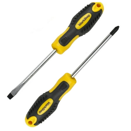

2 piece Screwdriver Comfort Grip Set 4 Phillips Slotted & 1/4 Flathead Steel