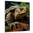 thumbnail image 2 of Designart "Vibrant Turtle Portrait in a Forest Setting II" Animals Turtle Metal Art Print, 2 of 5