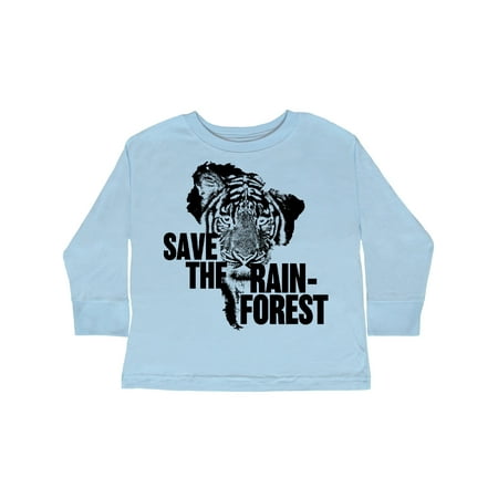 

Inktastic Save the Rainforest Tiger with South America Silhouette Gift Toddler Boy or Toddler Girl Long Sleeve T-Shirt