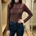 thumbnail image 6 of Breezora Womens Long Sleeve Thermal Tops Stand Neck Warm Fleece Turtleneck Undershirt For Autumn Winter Elegant, 6 of 7