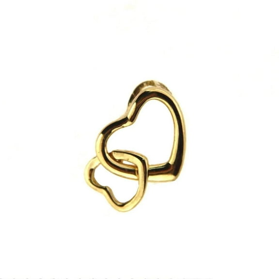 18K Solid Yellow Gold Double Heart Pendant 0.40 x 0.23 inch