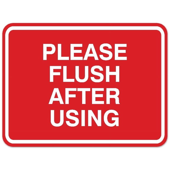 Signs ByLITA Classic Framed Please Flush After Using Sign - Easy Installation | Durable Material (Red) - Large