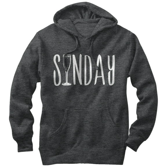 Women's CHIN UP Sunday Champagne Brunch Pull Over Hoodie Charcoal Heather Large