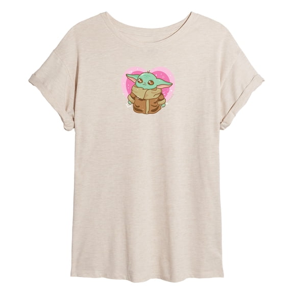 Star Wars - Grogu Heart - Juniors Oversized Graphic T-Shirt