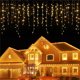 thumbnail image 3 of Guirnalda navideña de luces LED de 4 m para exteriores, resistente al agua, con forma de carámbano, para decoración de aleros de jardín, balcón, vallas y centros comerciales, 3 of 5