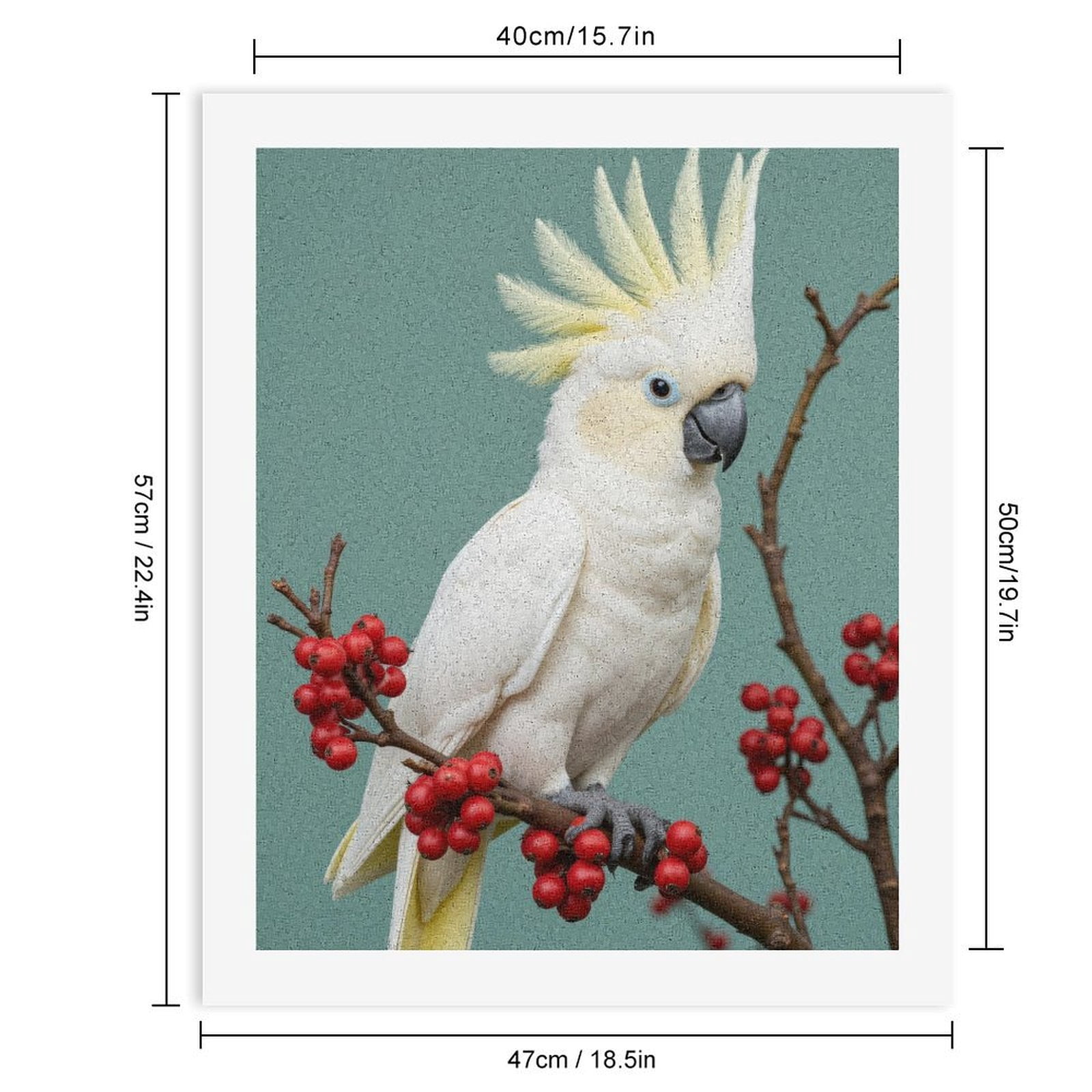 Paint by Numbers Kit for Adults, White Parrot Red Berries Perch Paint by Numbers, Easy Paint by Numbers Kit for Adults Beginner, DIY Adult Paint by Number Kits on Canvas, Home Decor