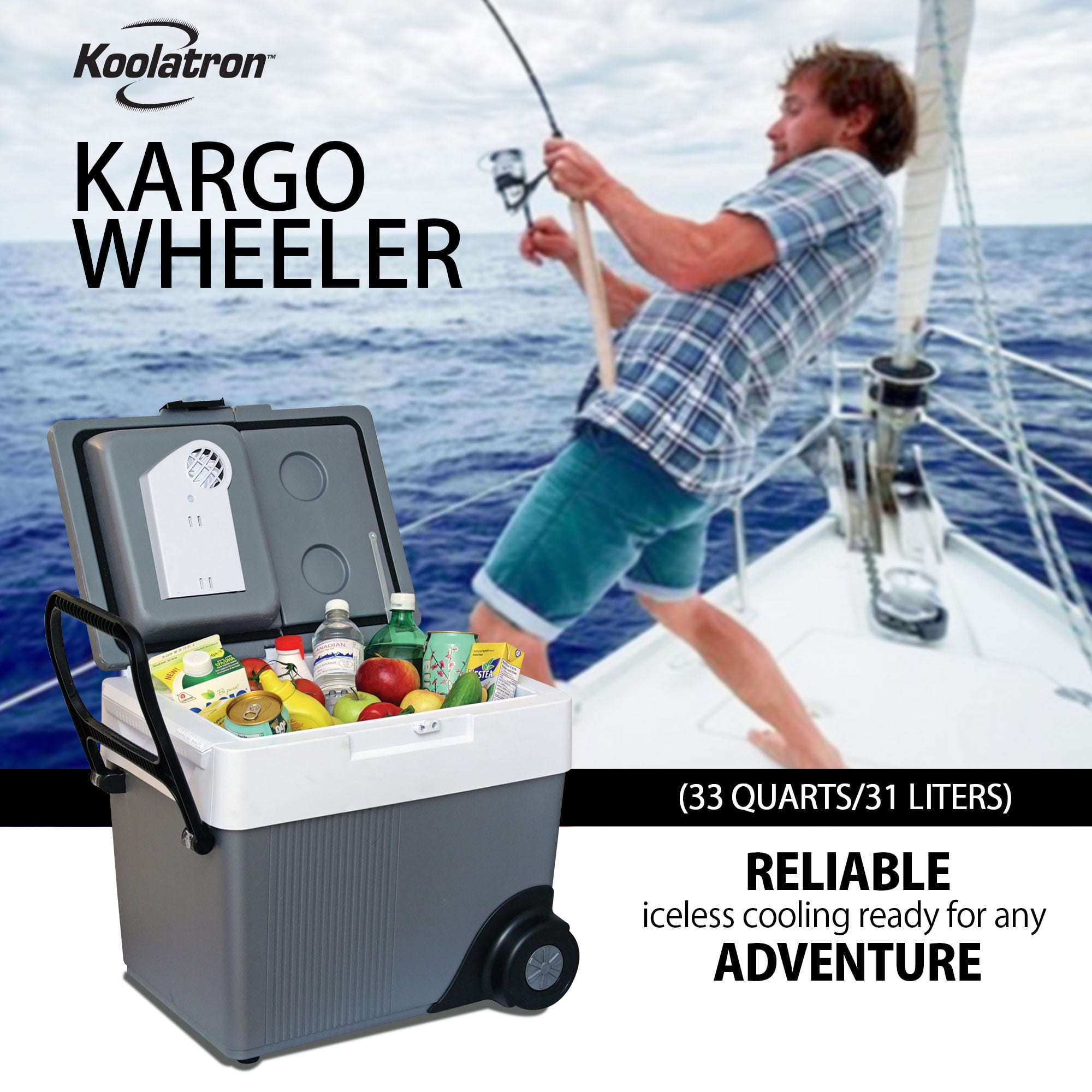 Koolatron 12V Wheeled Electric Cooler/Warmer 31L (33 qt), Gray