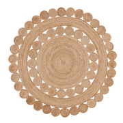 Jaipur Art And Craft braided 100x100 CM (3.33 x 3.33 Square feet)(39 x 39.00 Inch)Beige Round Jute AreaRug Carpet throw
