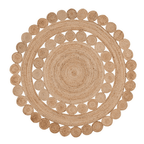 Jaipur Art And Craft Home Décor 180x180 CM (6 x 6 Square feet)(70.20 x 70.20 Inch)Beige Round Jute AreaRug Carpet throw