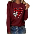 thumbnail image 1 of Qertyioot T-Shirt Graphique pour Femmes de la Saint-Valentin à Manches Longues, Chandail Imprimé, Blouse, 1 of 4