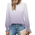 thumbnail image 6 of Htigea Women's Crew Neck T Shirts Casual Long Sleeve with Smocked Cuffs Gradient Color Pullover Tunic Tops Purple XL, 6 of 6