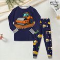 thumbnail image 2 of TOWED22 Baby Clothes Boy 6 12 18 24 Months 2T 3T 4T 5T Toddler Fall Winter Outfit Truck Embroidery Sweatshirt + Pants Set Size:8-9 Y,Color:Navy, 2 of 5