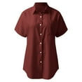 thumbnail image 4 of vigerkar 2025 Summer Womens Short Sleeve Shirts V Neck Collared Button Down Shirt Tops with Pockets Red, M, 4 of 4