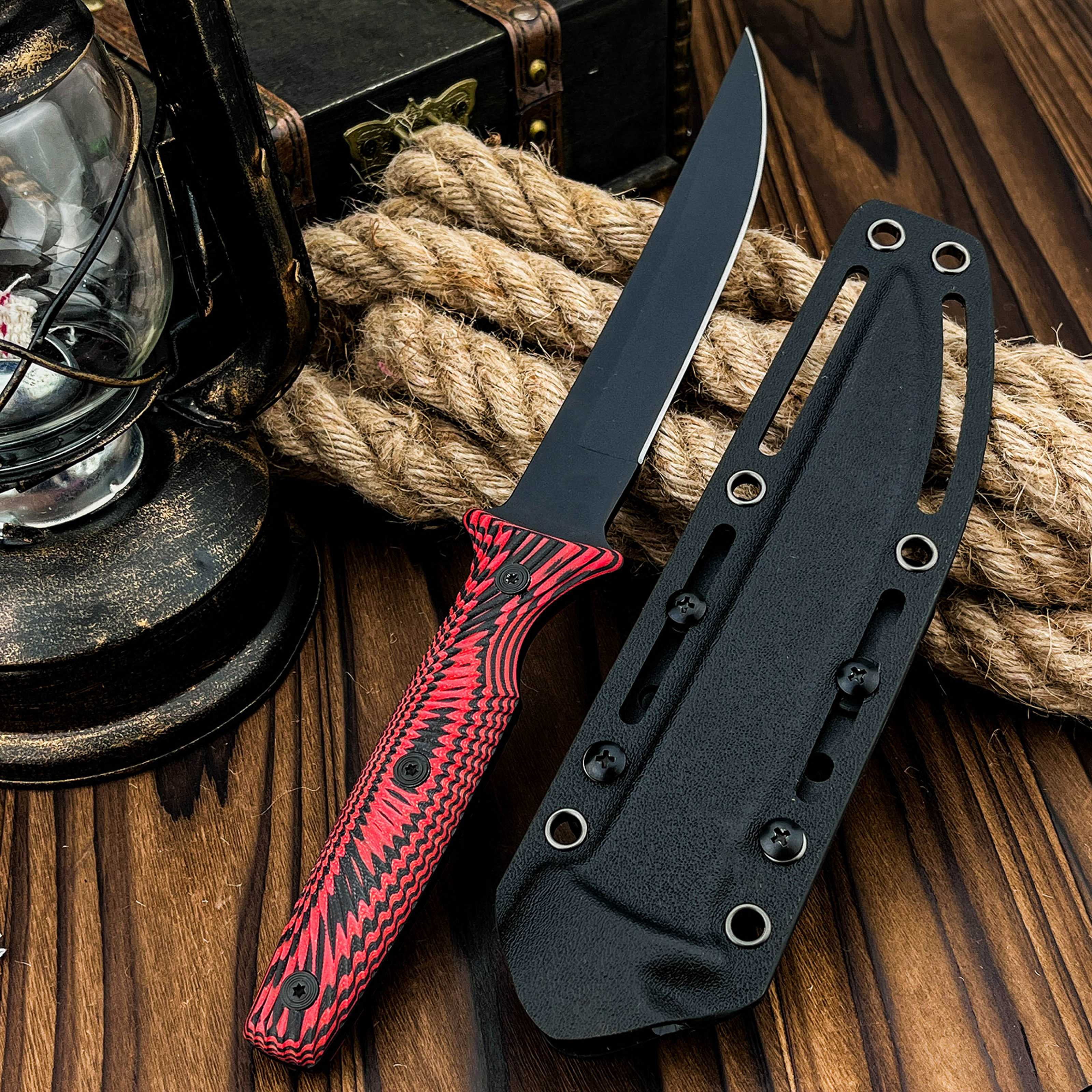 Fixed Blade Outdoor Knife - D2 Steel Blade, G10 Handle with Kydex Sheath, Ideal for Camping, Hiking, Fishing & BBQ